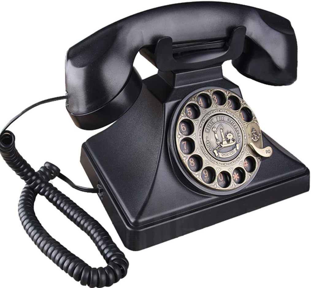 コード付き電話 クラシック ヨーロピアン レトロ電話 ヴィンテージ アンティーク電話 ホーム オフィス 電話 メタル ロータリー ダイヤル ブラック 情熱セール