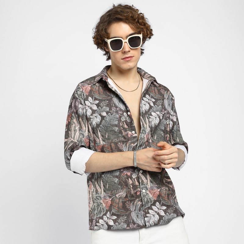 Image of CAHOOT Men's Shacket for Casual Wear | Spread Collar | Long Sleeve | Button Closure | Overshirt /Shacket Crafted with Comfort Fit for Everyday Wear