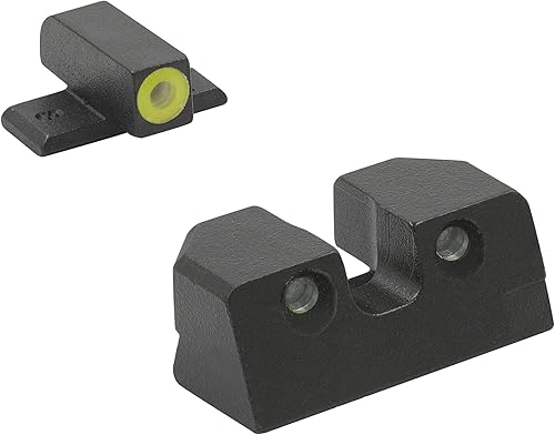 MEPRO - Miras nocturnas de tritio hiperbrillantes compatibles con FN 509, puntos de tritio verdes, vista nocturna fotoluminiscente frontal de color