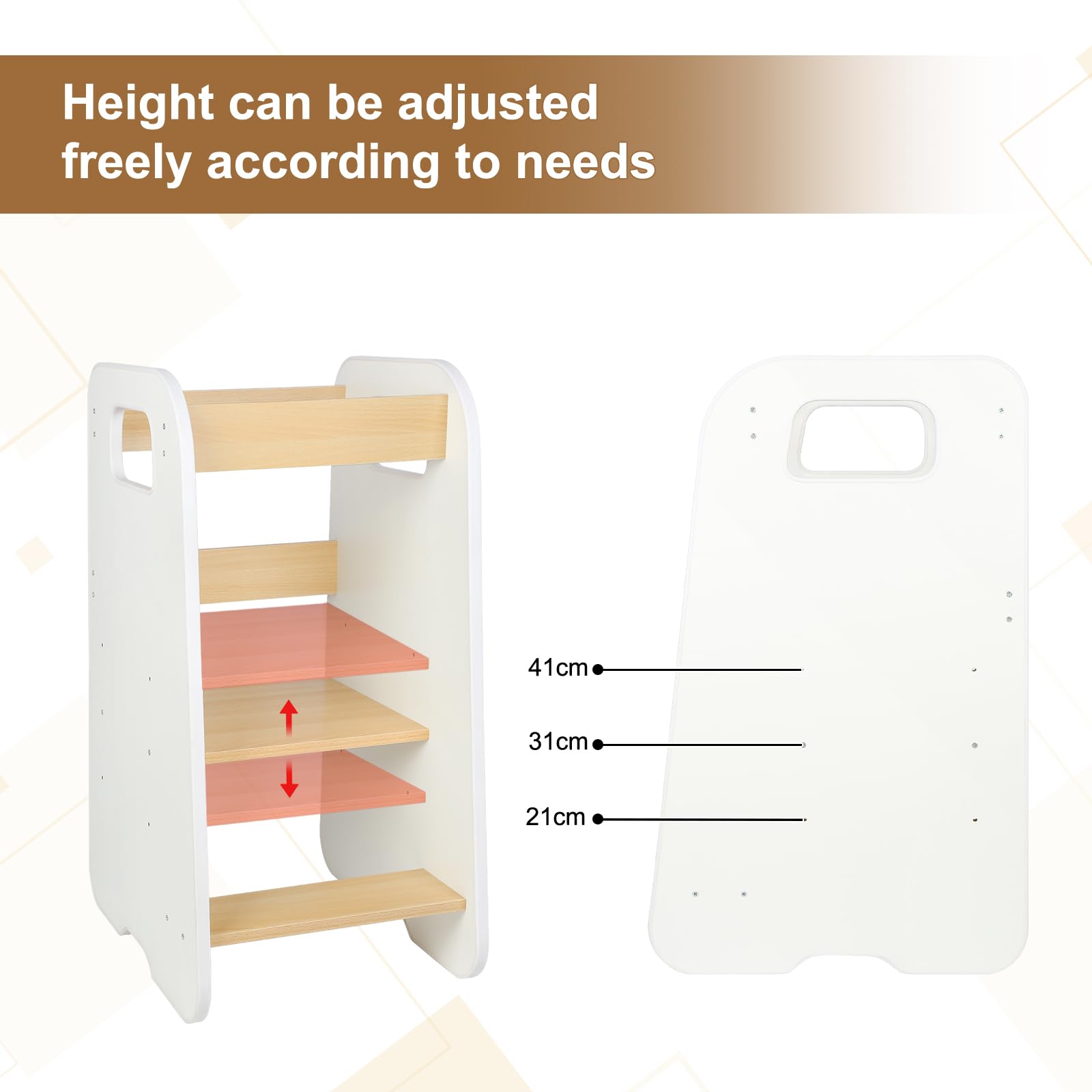 Beobachtungsturm für Kinder, Lernturm ab 1 Jahr – sicher und höhenverstellbar – elegant und robust – Beobachtungsturm für Kinder, Lernturm aus Holz von 18 Monaten – 80 x 50 x 40 cm