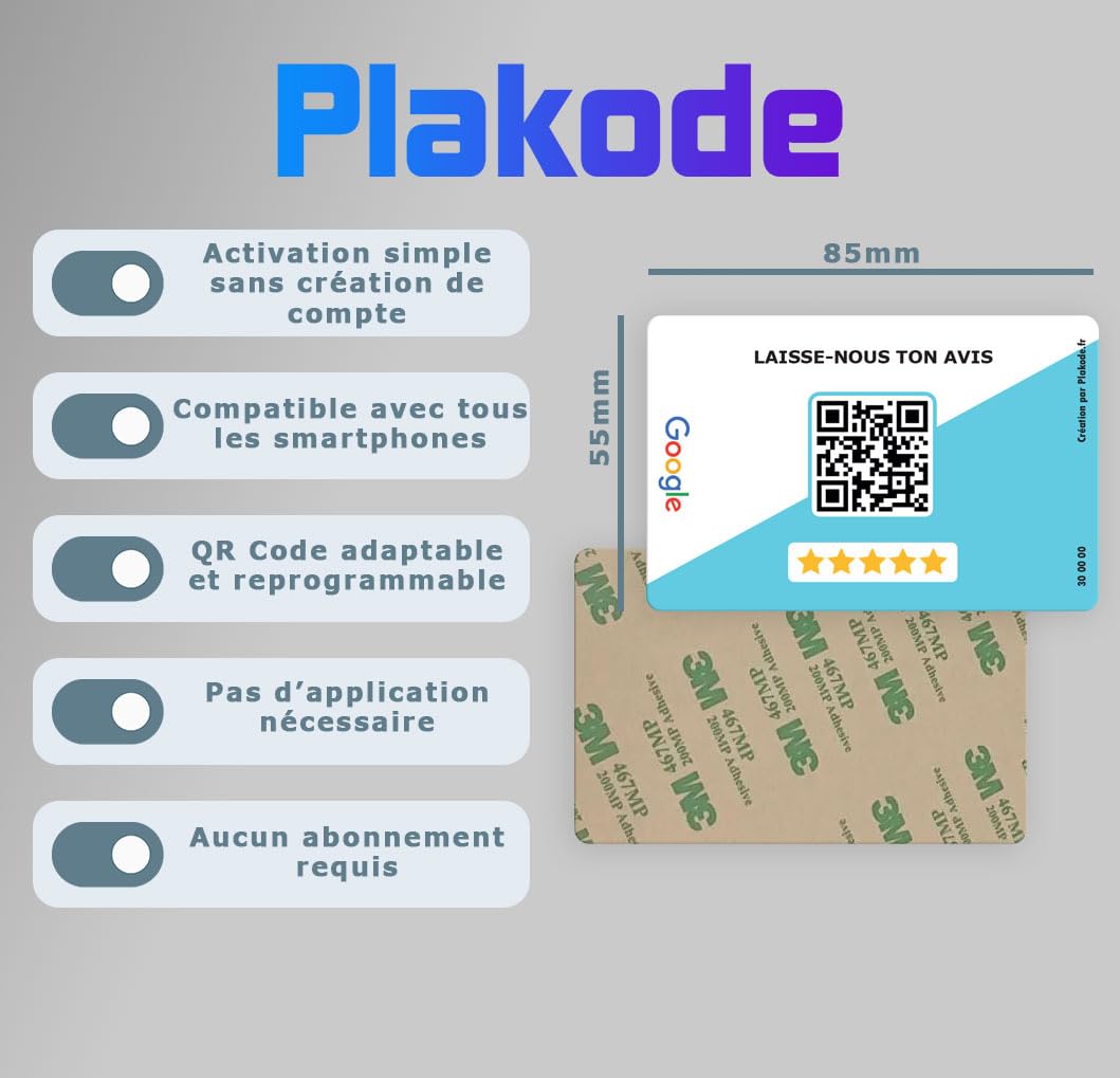 Carte QR Code Adhésif Avis Clients Format Carte de Visite Google Avis (Deux)