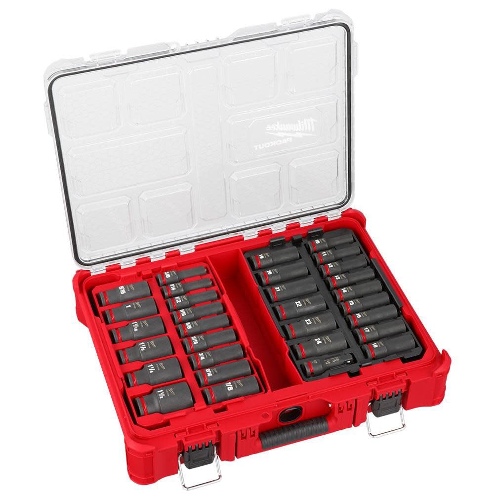 Storekid For Milwaukee SHOCKWAV Impact Duty Socket 1/2 Dr SAE/MM PACKOUT Set 31pc + TPT Premium cart storekid