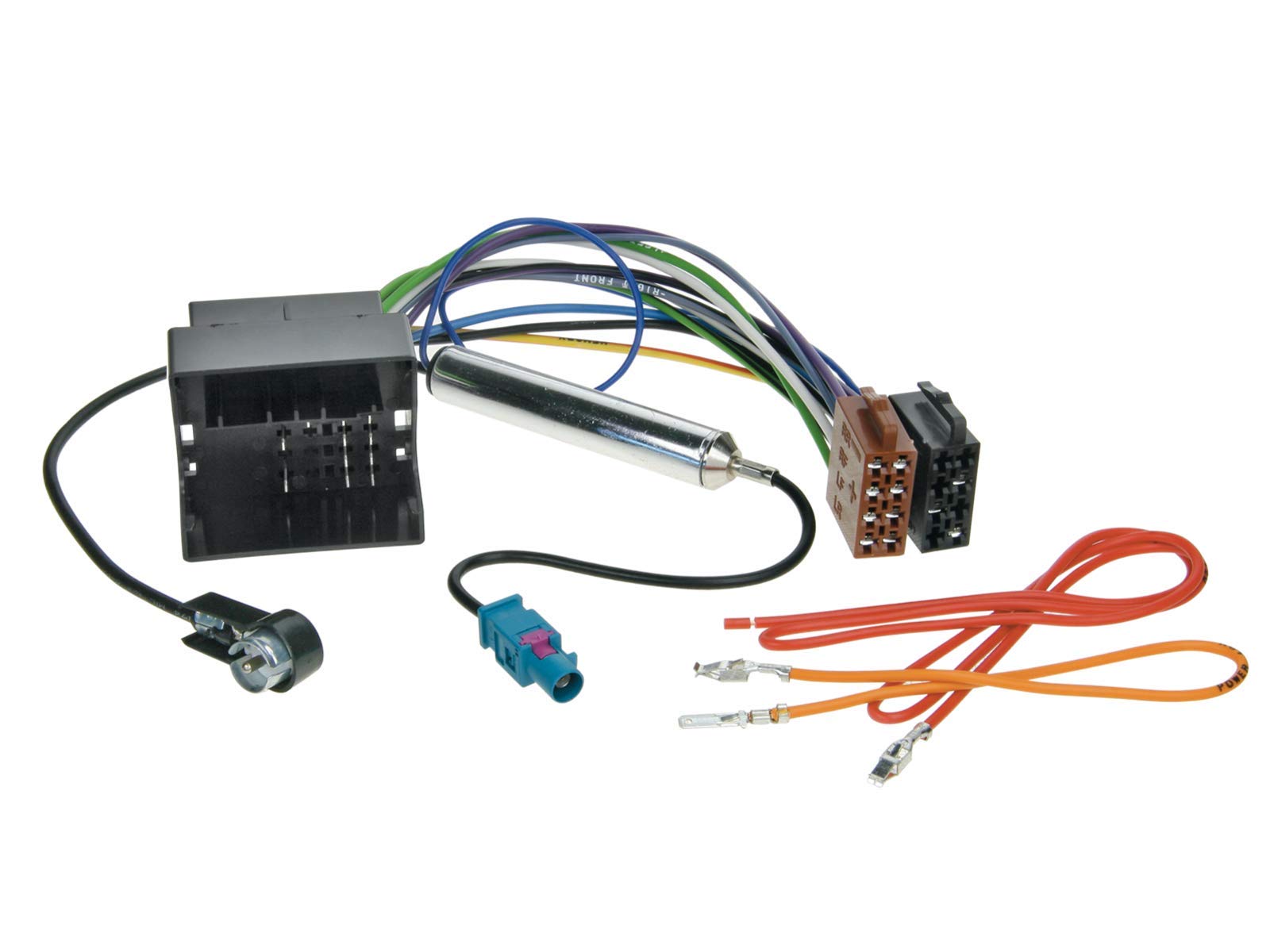 Doppel-DIN 2-DIN Einbaurahmen Radioblende + Quadlock Adapter mit Fakra Antennenadapter für VW Volkswagen Touareg (7L) 01/2003->2010 / VW T5 Multivan/Caravelle/Transporter 04/2003 bis 09/2009