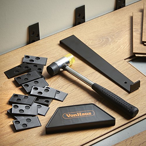 VonHaus Laminate Wood Flooring Installation Kit with 30 Spacers, Tapping Block, Pull Bar and Hard Rubber Mallet - Home and Professional Use - Thumbnail 2