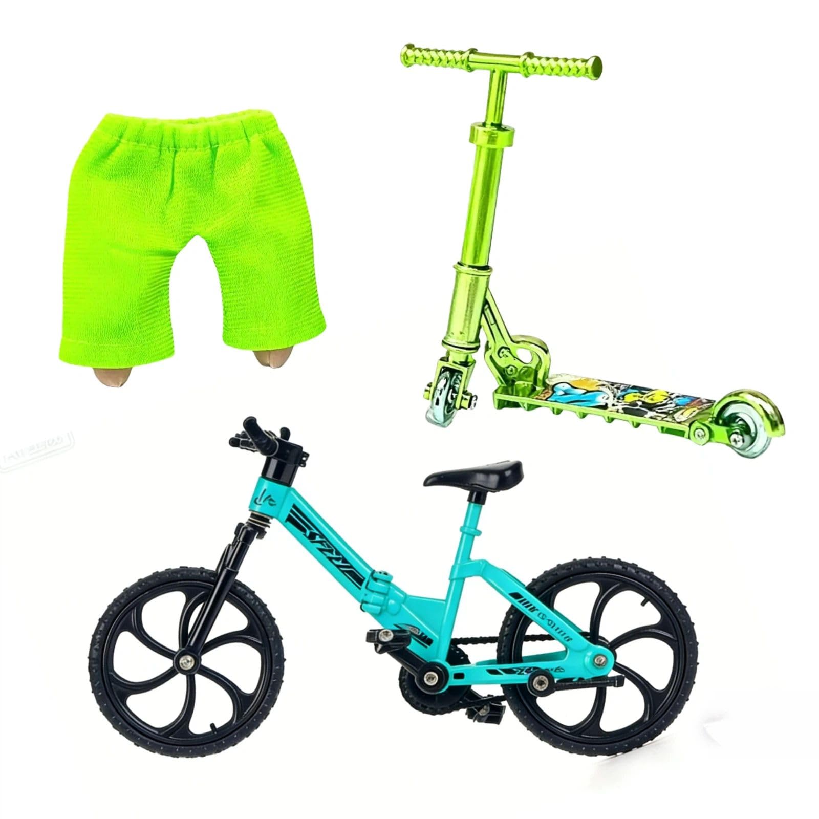 Copbopwn Metal Finger Scooter Set Interactive Detachable Finger Skateboards with Pants Shoes for Kids Adults Mini Two Wheel Finger BMX for Finger Tricks Training Desk Decor Party Favours (Set 2)