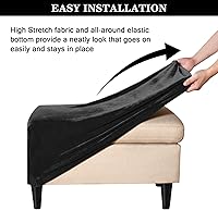 Vista 7 de Fundas otomanas elásticas, funda otomana de terciopelo, funda rectangular de almacenamiento para taburete, funda para reposapiés para sala de estar