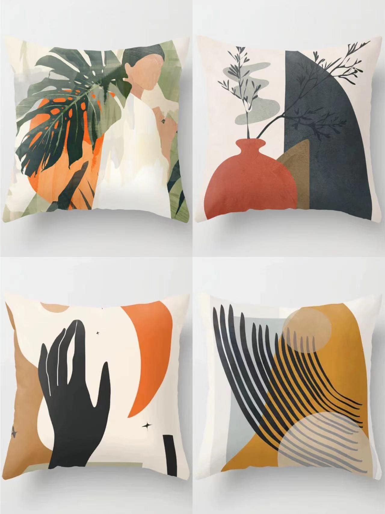 Pack of 4 Decorative Throw Pillow Covers 45cm*45cm Decorative Throw Pillow Covers Only, Soft Velvet Accent Cushion Cases (Abstract Painting)