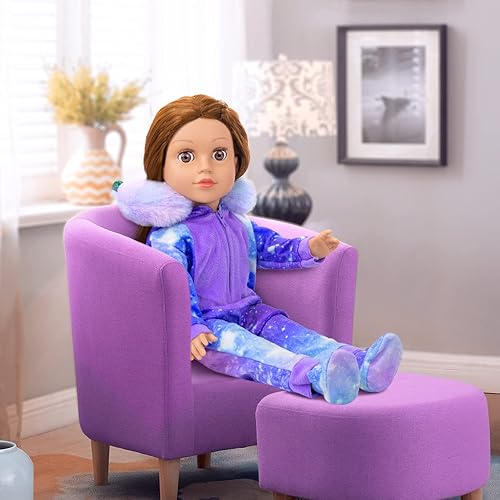 Miniatura 4 de Ecore Fun - Juego de 7 piezas de accesorios para muñecas americanas de 180in incluye ropa de muñeca y saco de dormir para muñecas pijama azul