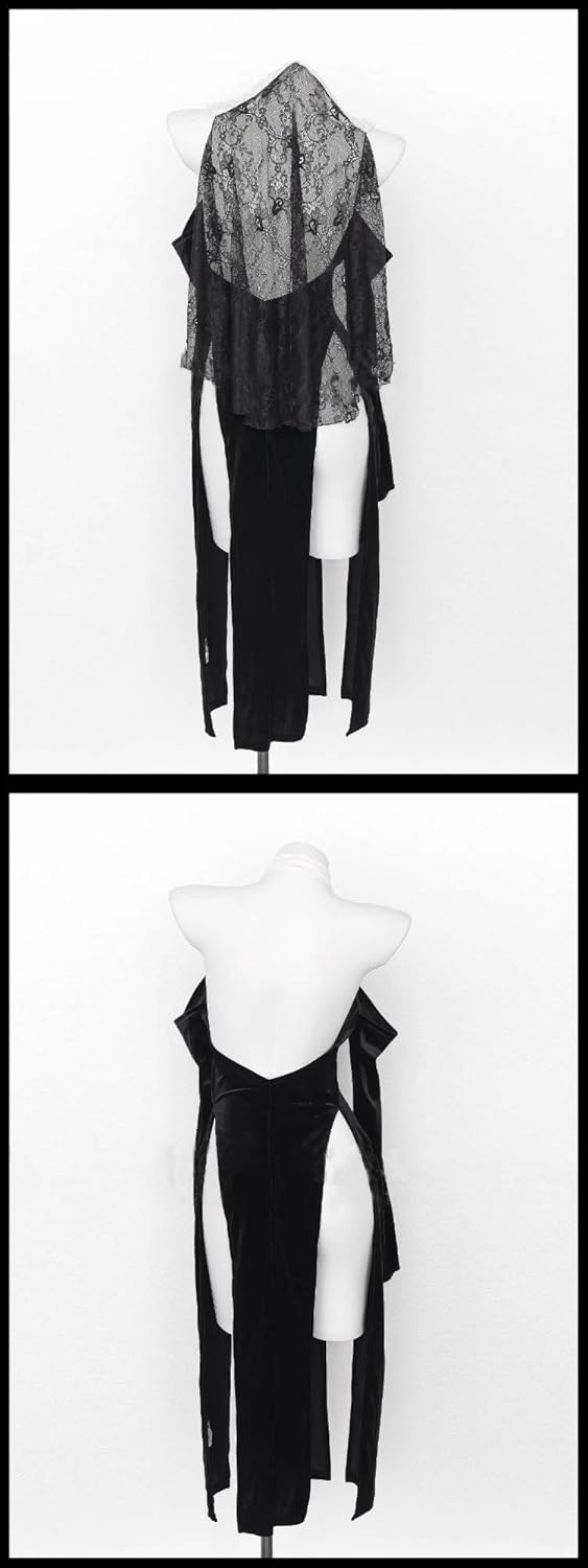 Women Lingerie Dress Goth Off Shoulder Hollow Out High Split Sexy Nun Outfit Fancy Naughty Adult Halloween Costumes