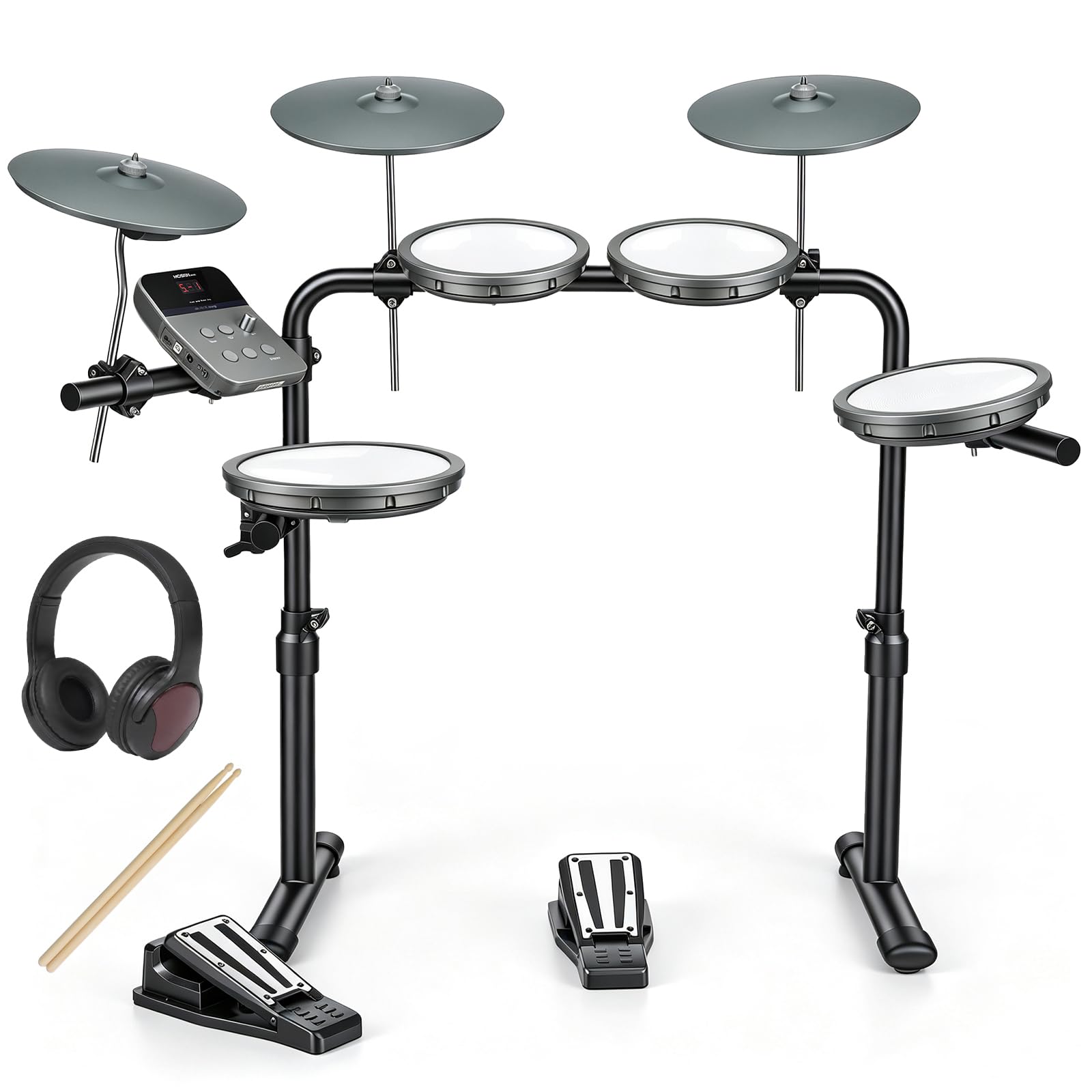 MOSEN Electronic Drum Kit for Beginners, 20 Drum Kits 68 Sounds, USB MIDI