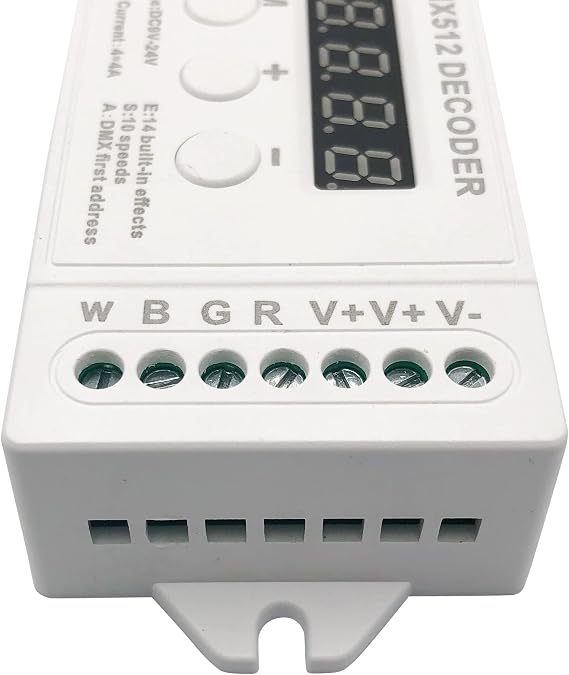 GIDEALED 4 Channel DMX Decoder with RDM Digital Display,DMX512 Dimmer Driver PWM RGBW LED Controller for RGBW LED Strip Light LED Module Light Input 9V-24VDC