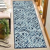 Moroccan Hallway Runner Rug,2'X 6' Distressed Washable Area Rug Peacock Blue Non-Slip Kitchen Mat Fa