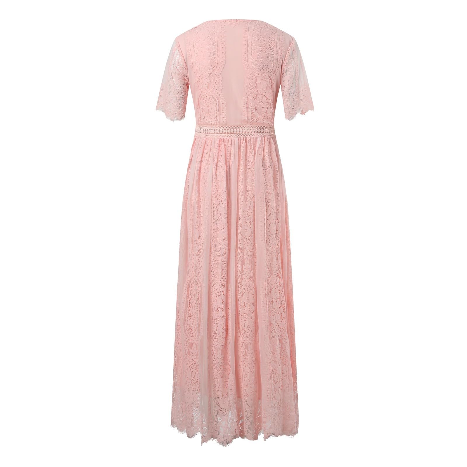 Vestido casual de manga corta para mujer, diseño hueco de encaje, perfecto para el verano, elegante y cómodo, fácil de limpiar