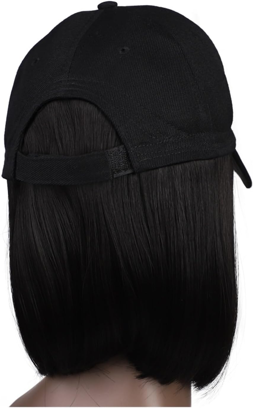 EARSHOT Wig Cap 8 Inch Short BoB Cap Hair Wig Daily Cap Hair Wig Adjustable Baseball Cap Hair Wig for Women Party Headband Wig Human Hair (Color : 2)