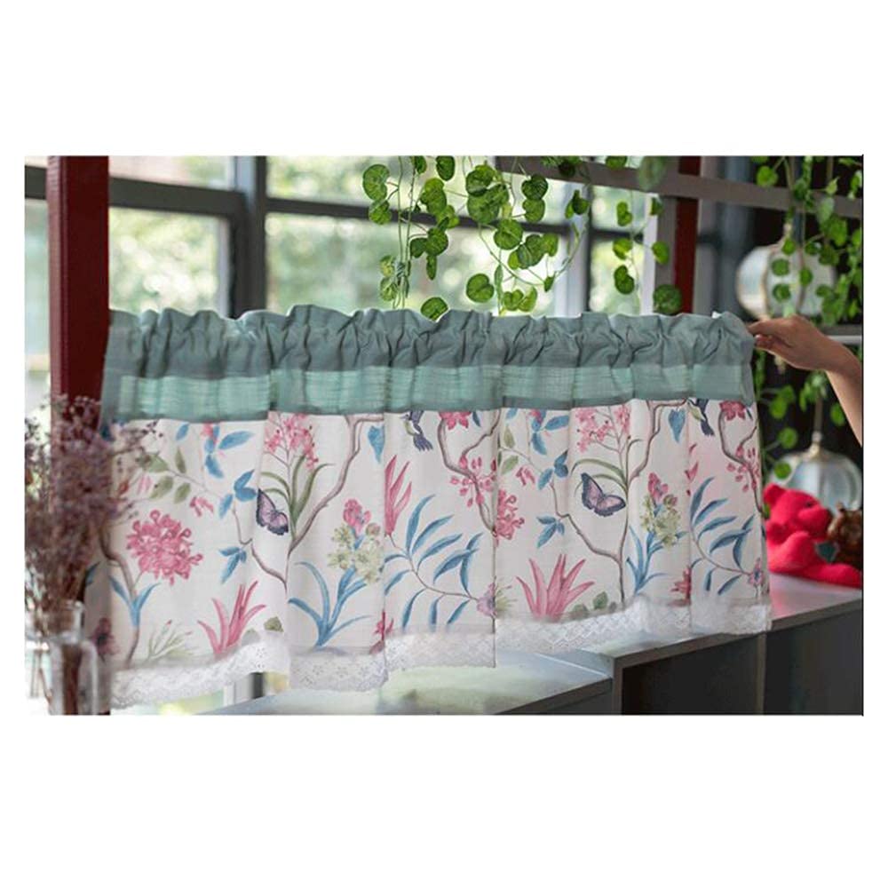 Rideau de bistro court imprimé style campagnard L200 x H40 cm pour cuisine et café