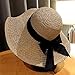 Produktbild Sonnenhüte Sommer Wide Brim Strohhüte Big Sonnenhüte for Frauen UV-Schutz Panama Floppy-Strand-Hüte Damen Beugen Hut (Color : Brown)