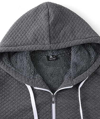 Image of GEEK LIGHTING Mens Fleece Lined Hoodies Zip Up Waffle Knit Thicken Hooded Sweatshirts Winter Jackets