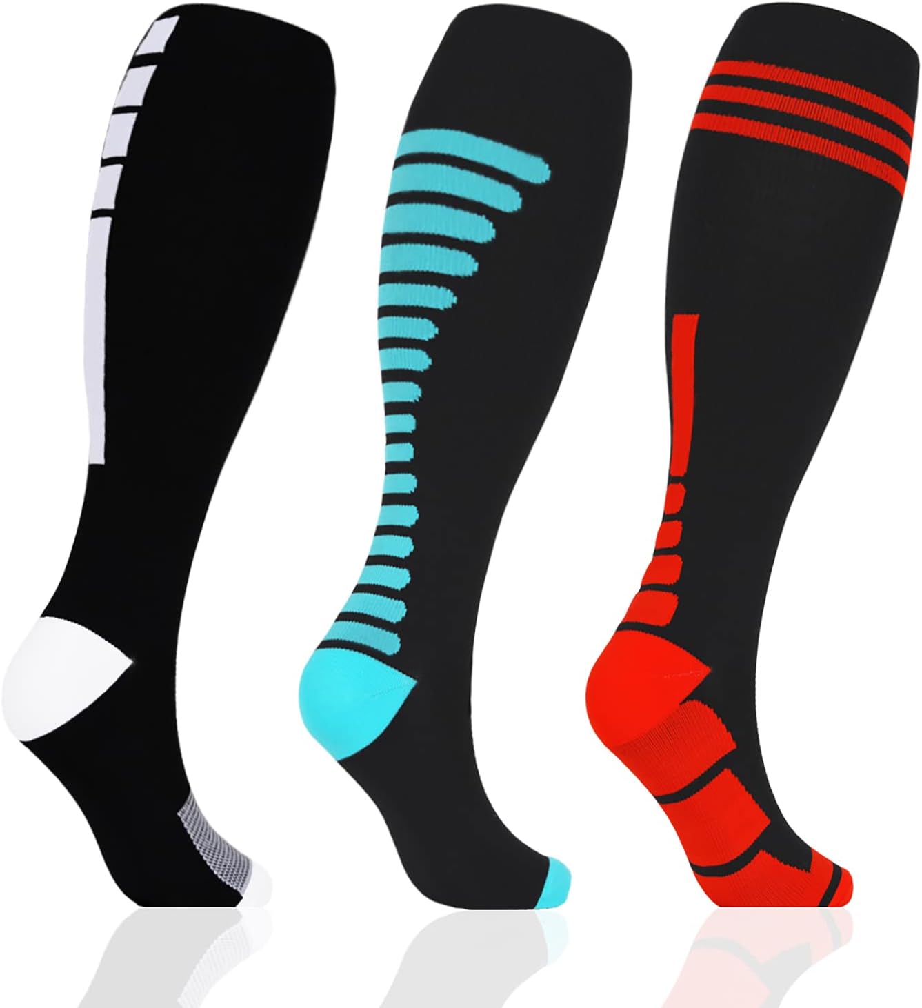 3 Pairs Plus size compression socks wide calf women men knee high 20-30 mmhg circulation for swelling 2xl 3xl 4xl 5xl
