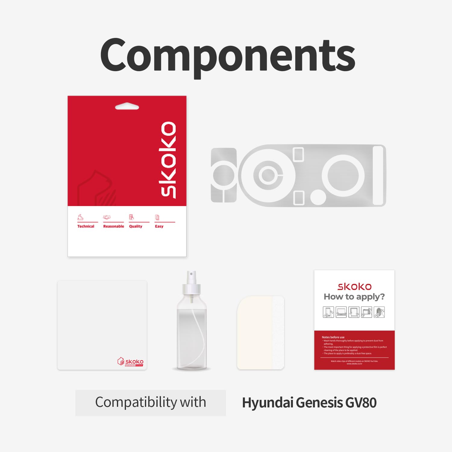 skoko (1Pack) Matte PPF Gear Paner for Genesis GV80 / G80 2025
