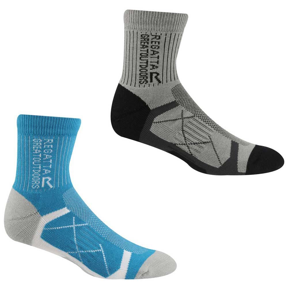 Regatta Women's 2 Pair Outdoor Active Socks Light Steel/Niagra Blue 6-8