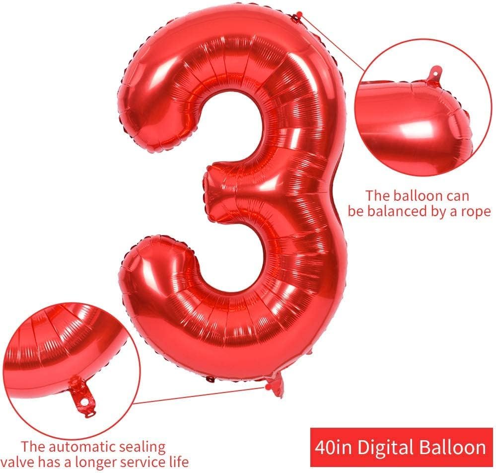 Image of TONIFUL 40 Inch Red Number 30 Balloons Large Foil 30th Birthday Decorations | Red 30 Balloon Number Thirty for Milestone Thirty Birthday Party 30th Anniversary, Red Birthday Decor for Men Women