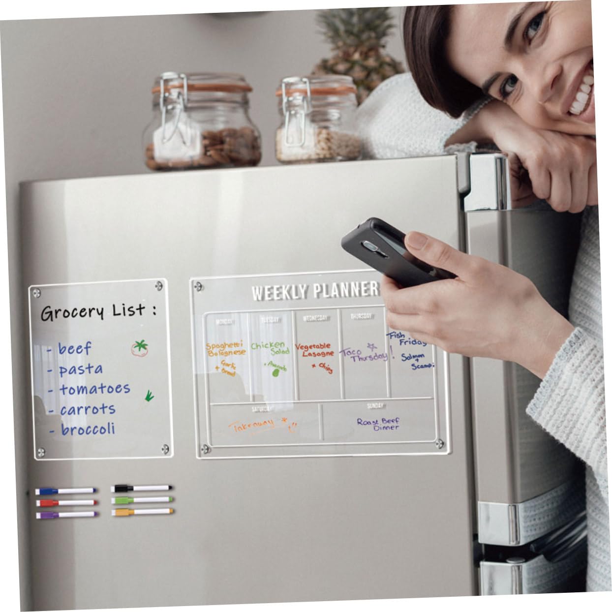Kühlschrank-whiteboard Abwischbarer Monatsplaner Magnetische Tafel für Kühlschrank Praktische Erinnerungstafel Wiederverwendbare Planungstafel