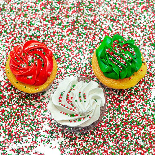 Christmas Blend Nonpareils - 8 oz Resealable Candy Bag - Mini Red, White, and Green Nonpareils - Christmas Themed Sprinkle Topping for Baking and Ice Cream - Thumbnail 3