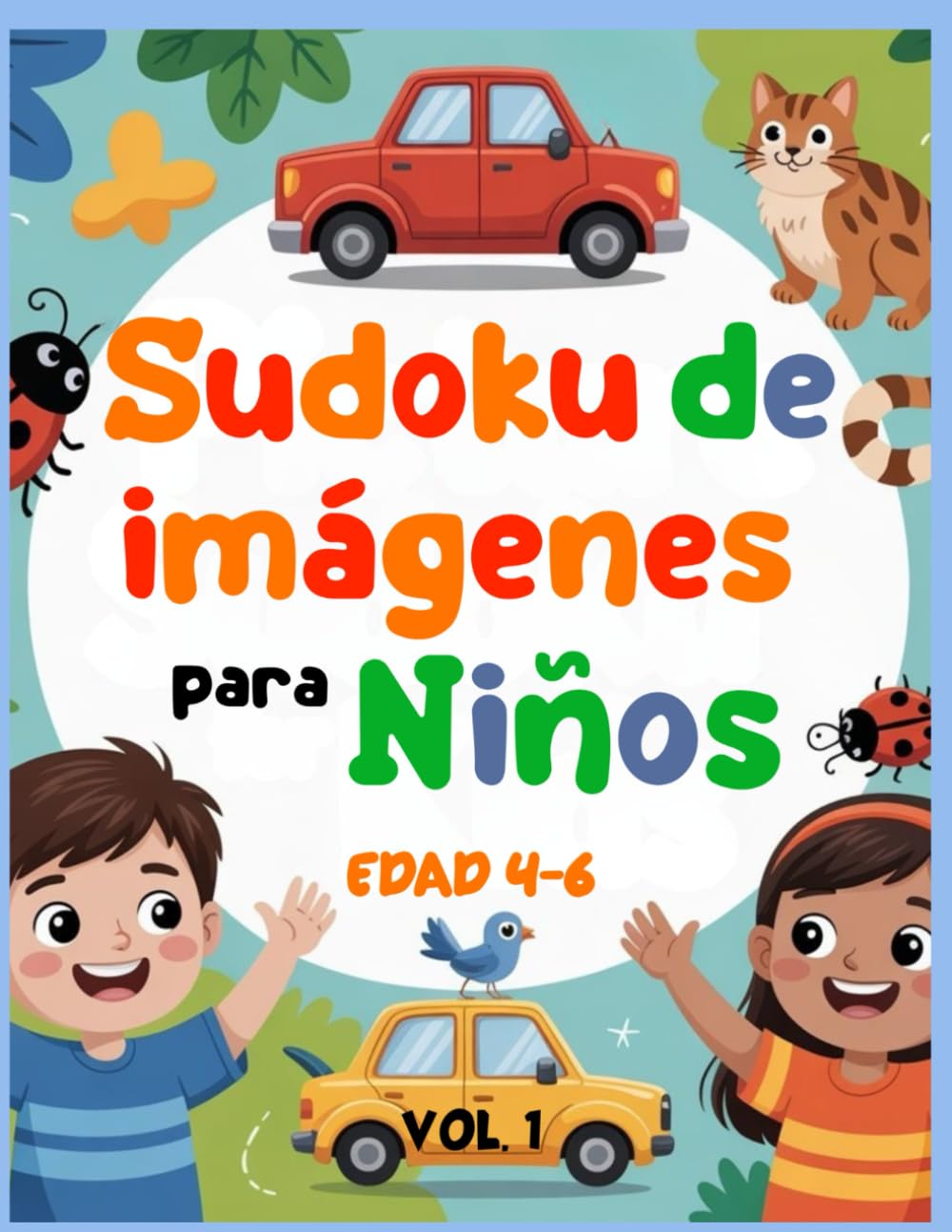 Sudoku de imágenes para niños Edad 4-6: 50 sencillos rompecabezas de 4x4 con animales, dinosaurios, insectos, coches y formas | Divertido libro de ... en edad preescolar y de jardín de infancia.