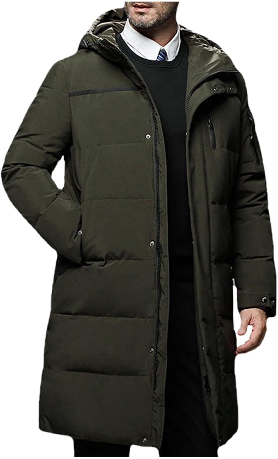 VINUSLI Mens Long Puffer Coat Warm Down Jackets Heavy Winter Coats