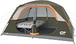 CAMPROS CP Tentes de camping 6/8 personnes, tente familiale étanche avec des fenêtres plus grandes Mesh & Porte, double couche, facile à installer, tente dôme tout-saison avec la pluie supérieure & Sac de transport