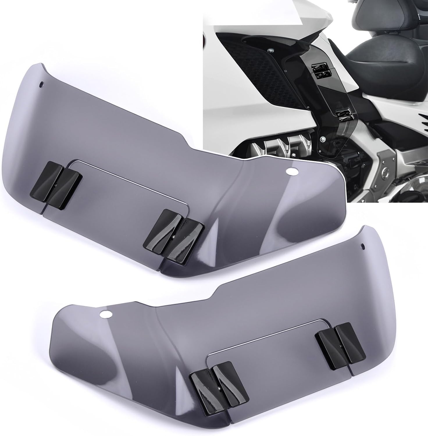 Panical Motorcycle for Honda Goldwing GL1800 F6B 2018-2026 Accessories Adjustable Wide Wind Deflector Side Windshield Fairing Air Gold Wing GL 1800 PMMA (Grey + Black Hardware)