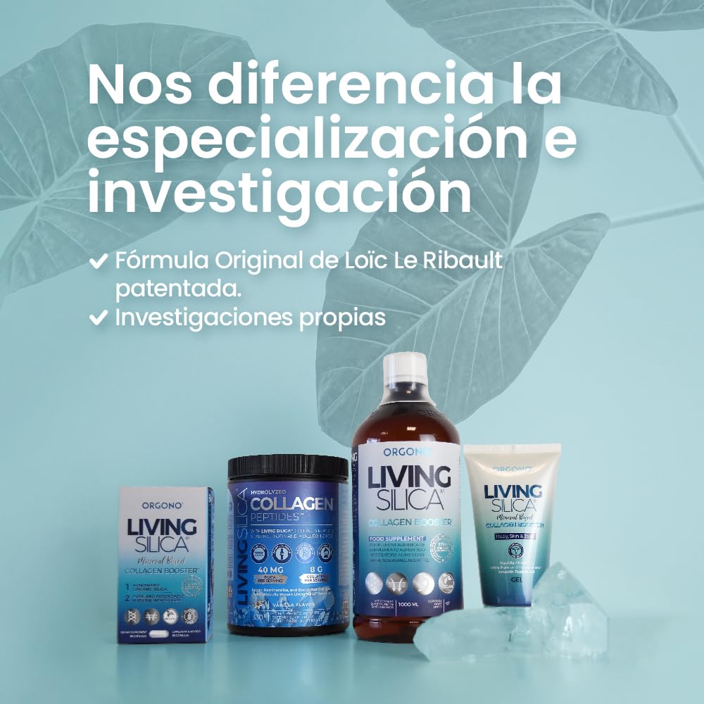Orgono Living Silica Collagen Booster. Suplemento Vegano De Silicio Líquido Para Aumentar El Colágeno Y Reforzar Huesos Y Articulaciones. 1 Litro - 1000 Ml.