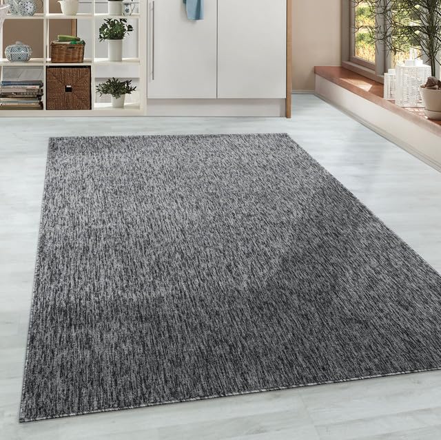 HomebyHome Teppich Wohnzimmer 160x230 cm Grau Einfarbig Meliert Design - Schlafzimmer Teppich...