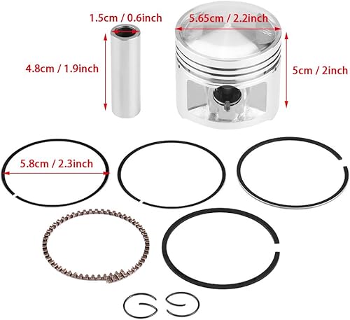 Miniatura 2 de Keenso Kit de montaje de pistón, anillos de pistón de acero resistente, clips de pistón para CG ATV Dirt Bike Kart, ciclomotor, motocicleta