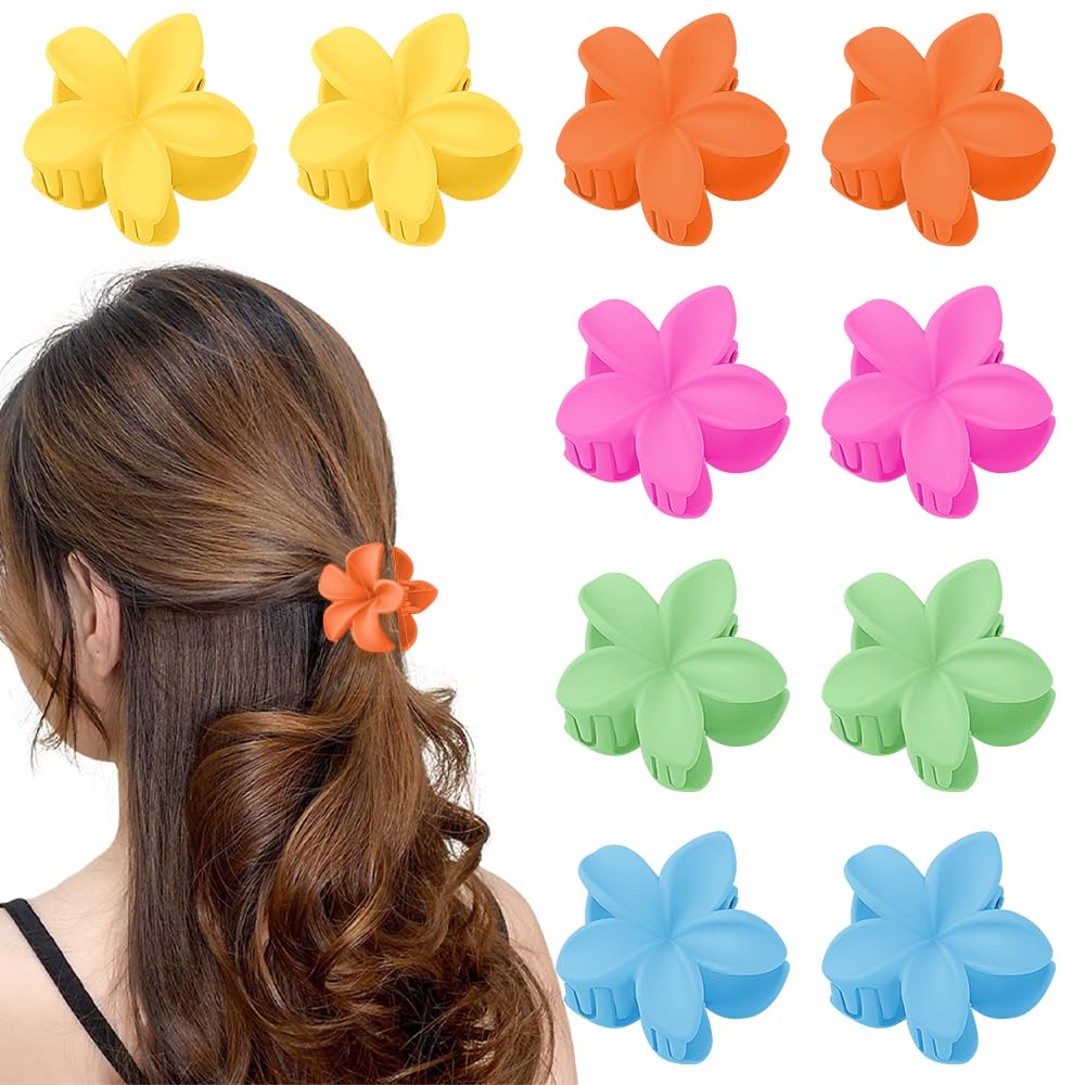 Ahoney 10Pcs Small Flower and Matte Colorful Hair Clips for Girls - 1.7' Mini Hair Claws, Kidcore Cute Hair Accessories (5...