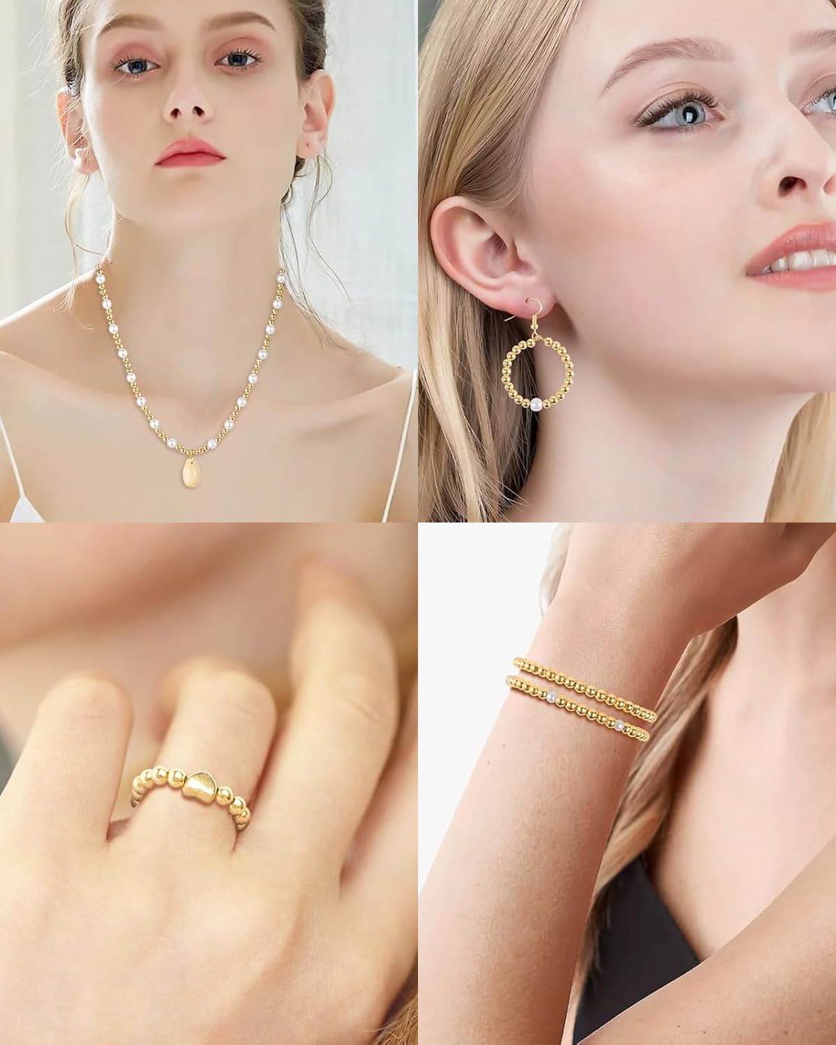 1500 Perline Rame Platino Oro 4mm - Distanziatori Rotondi Lisci Per Creazione Gioielli Fai Da Te - Bracciali, Collane, Orecchini