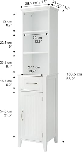 Miniatura 100 de Elegant Home Fashions Dawson Collection clóset de pared con estantes, color blanco Blanco,Gris,Espresso oscuro,Espresso,Blanco y