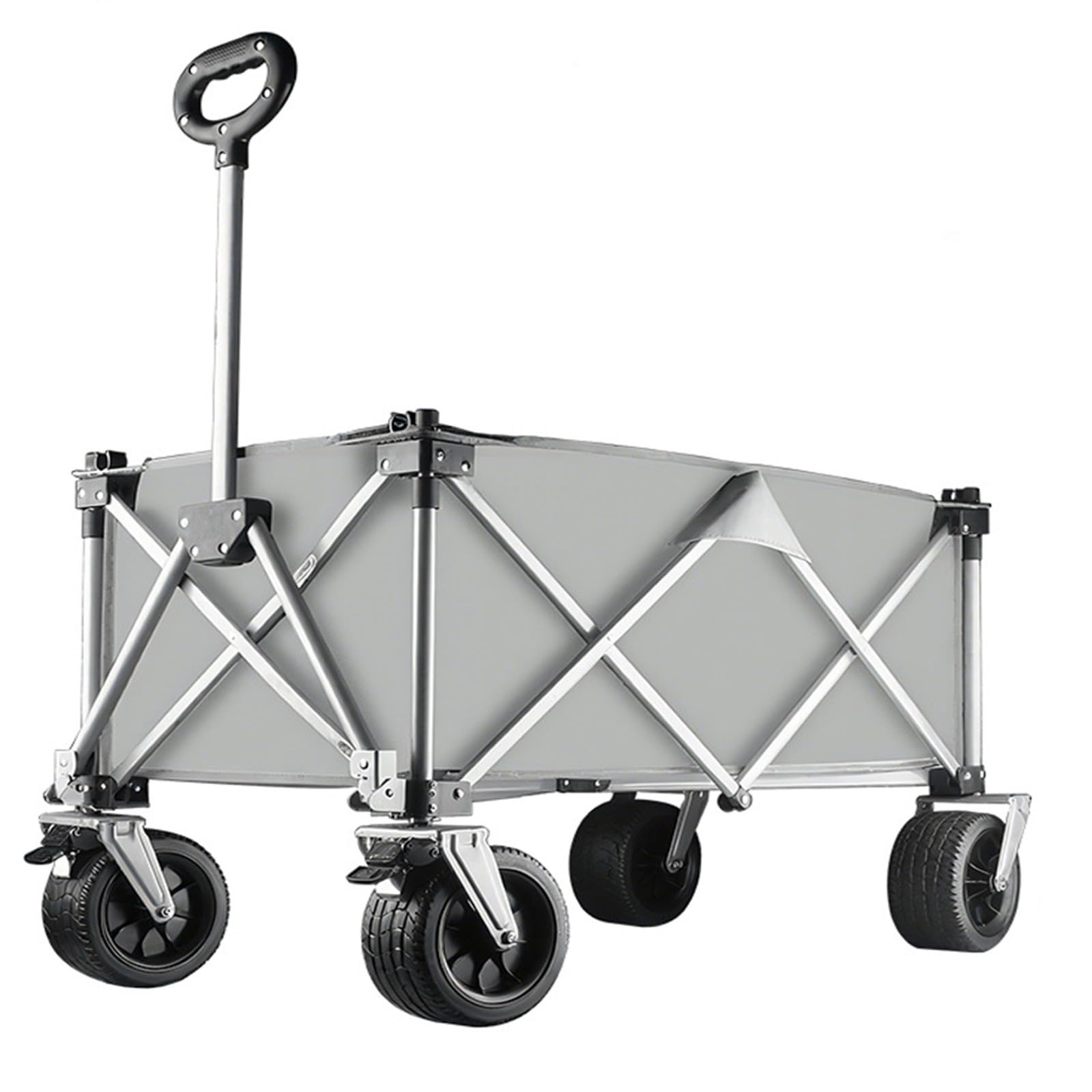 Carrello da Spiaggia Pieghevole Carrello da Giardino Portatutto con Ruote per Ogni Tipo di Terreno Braccioli Regolabili Ruote Rimovibili e Sacchetti per Tazze per Campeggio B