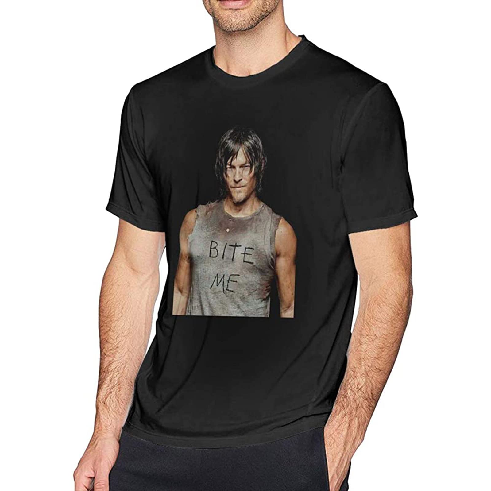 dehen Nor-Man Reedus Men's Shorts-Sleeve Cool Novelty Design Graphic T-Shirts L Black