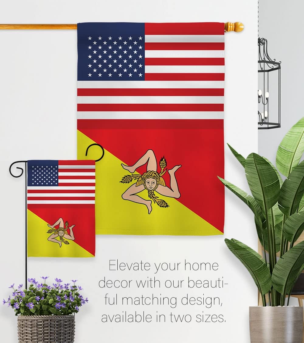 Americana Home & Garden Sicily US Friendship Garden Flag Regional Nation International World Country Particular Area House Decoration Banner Small Yard Gift Double-Sided, Made in USA