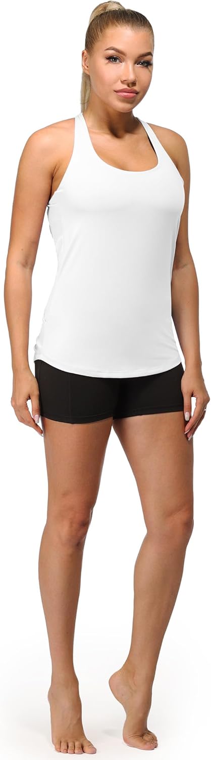 icyzone Built in Bra Workout Tank Tops for Women - Open Back Strappy Athletic Yoga Tops Exercise Running Gym Shirts - Image 4