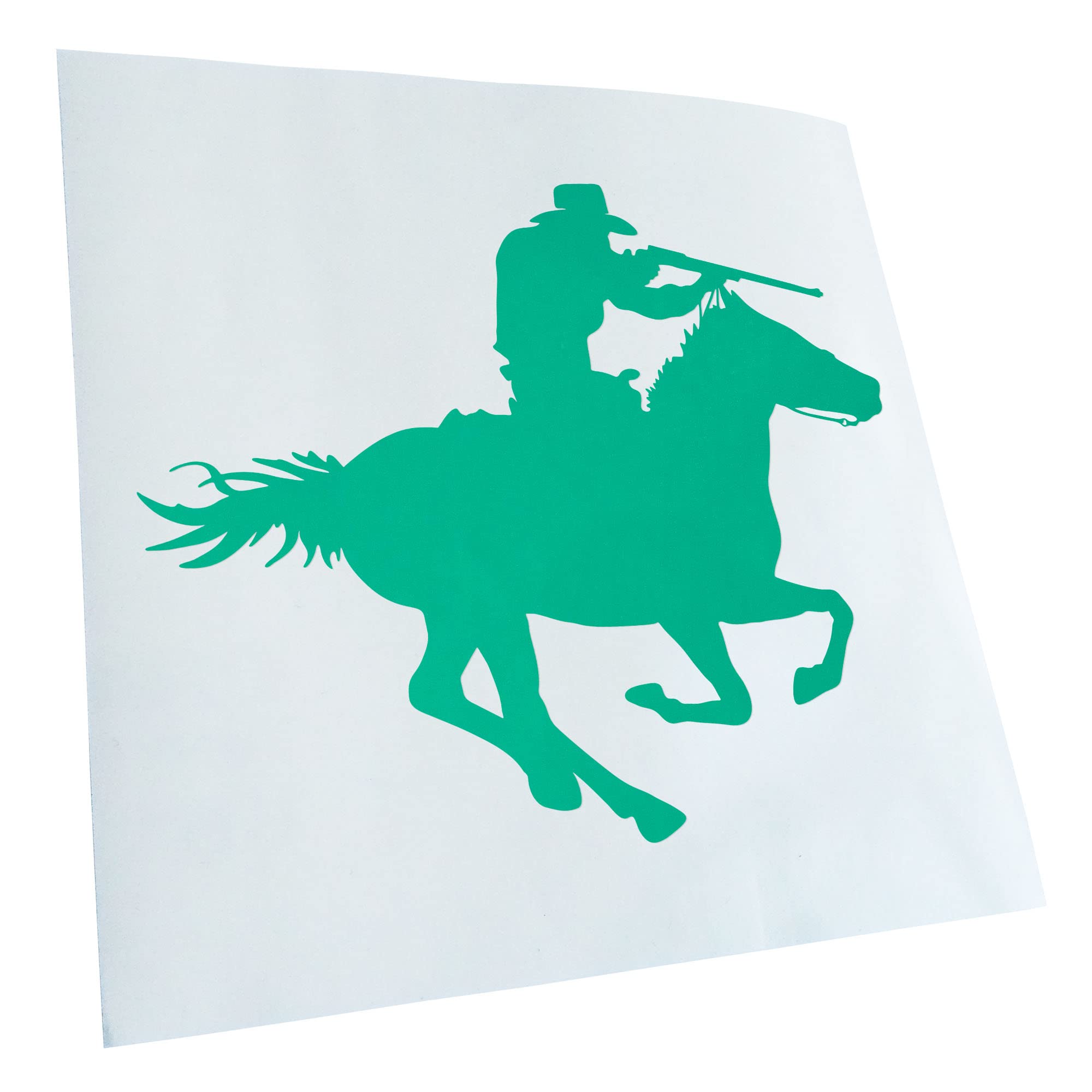 Kiwistar - Car Sticker - Turquoise - 30 x 25 cm Cowboy with Horse Shooting Sticker for Car, Laptop, Bicycle, Truck, Motorcycle Multicoloured JDM Decal Racing