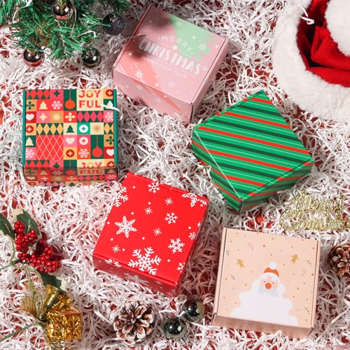 Image of 25 Pack 4x4x2 inch Small Christmas Gift Box with Lid, Recyclable Corrugated Cardboard Shipping Boxes for Small Business,for Gift Packaging,Specially designed Box. (4 inchx4 inchx2 inch, Pattern)