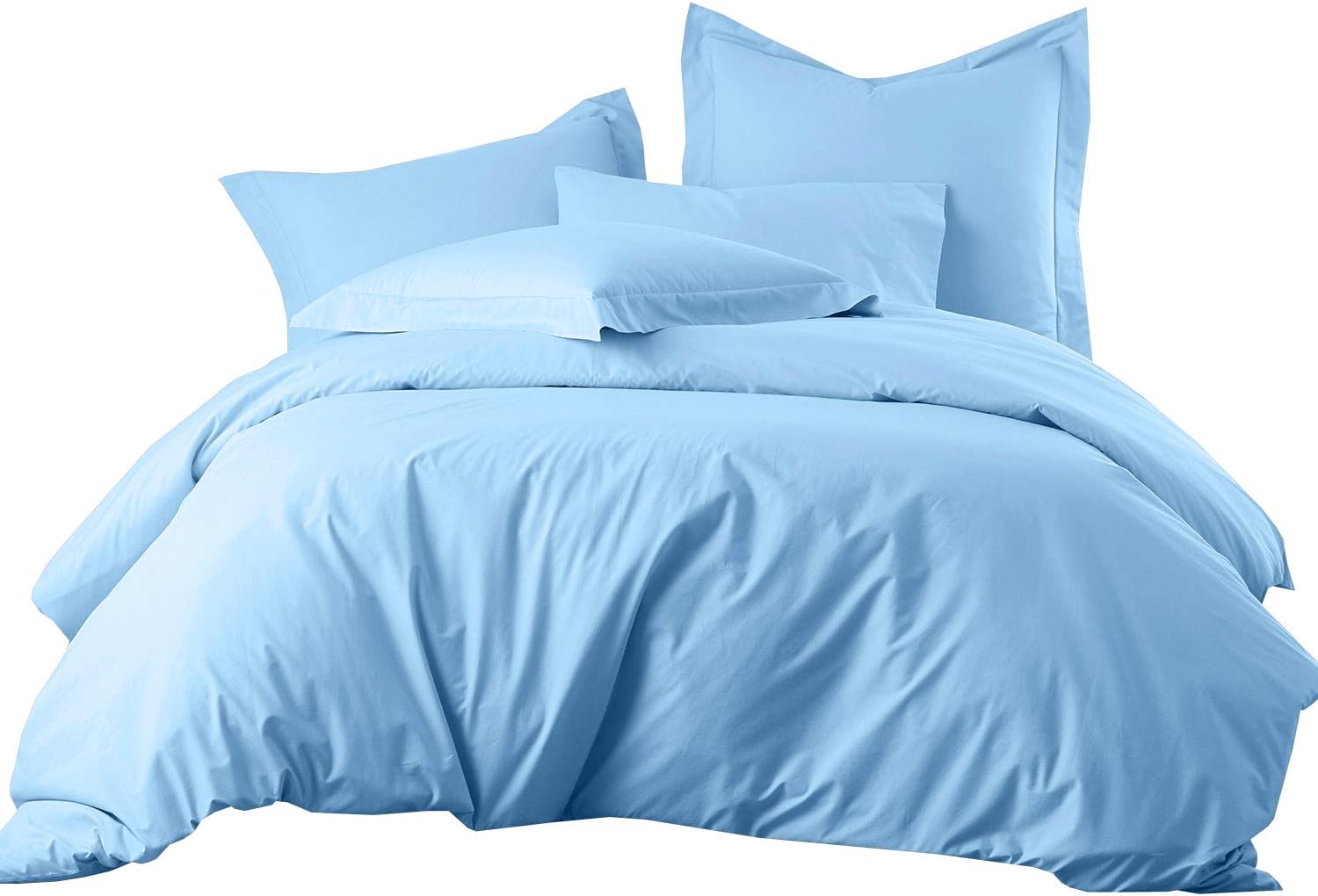 sheetsnthings Solid 300-Thread-Count, 100-Percent Cotton 7PC King Bedding Set-Duvet Cover and Shams with Bed Sheets, Sage