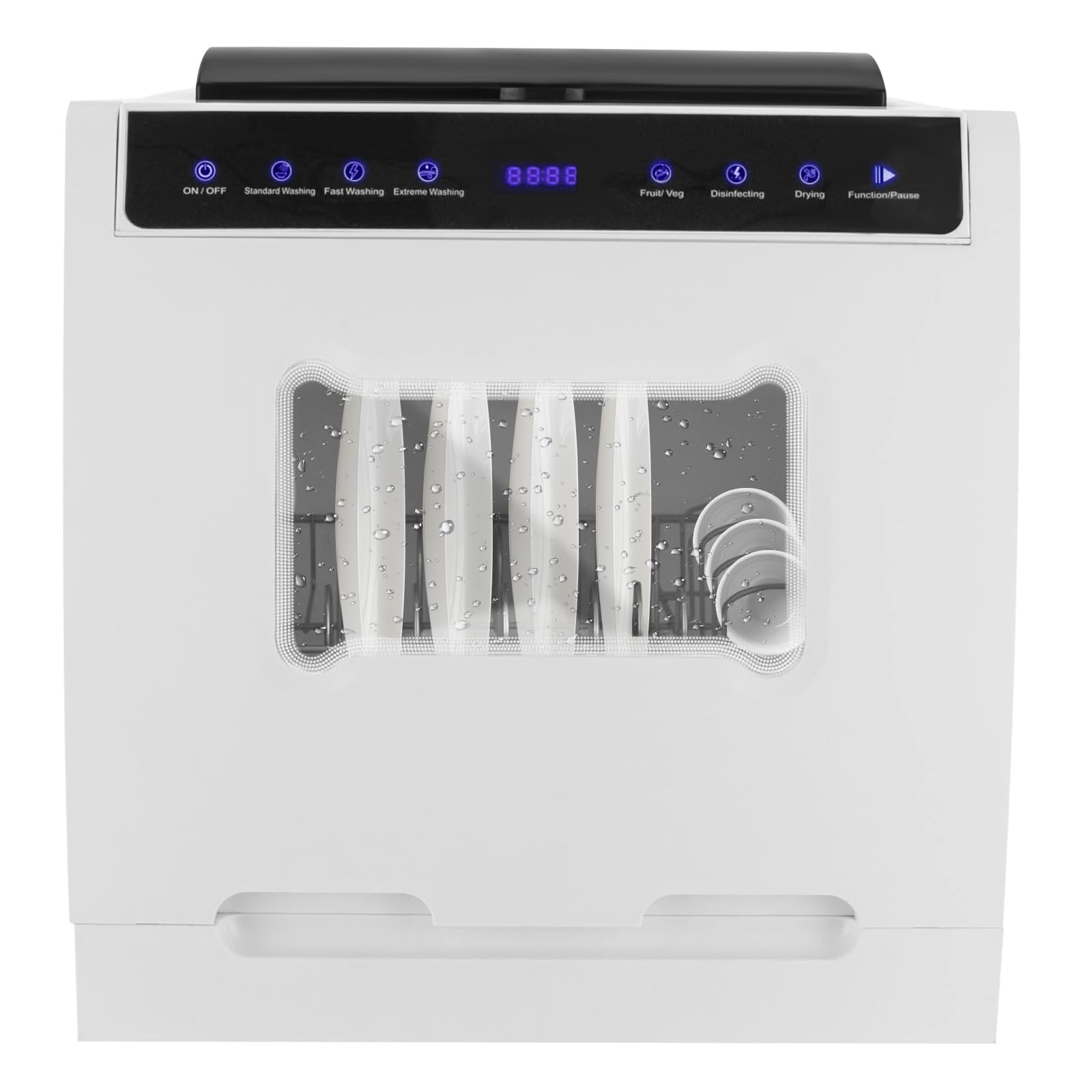 Lavastoviglie Portatile Da Banco Con Quattro Modalità Di Lavaggio, Lavaggio Standard, Rapido, Estremo E Frutta E Verdura, 360° Doppia Vaporizzazione, Mini, Bianco