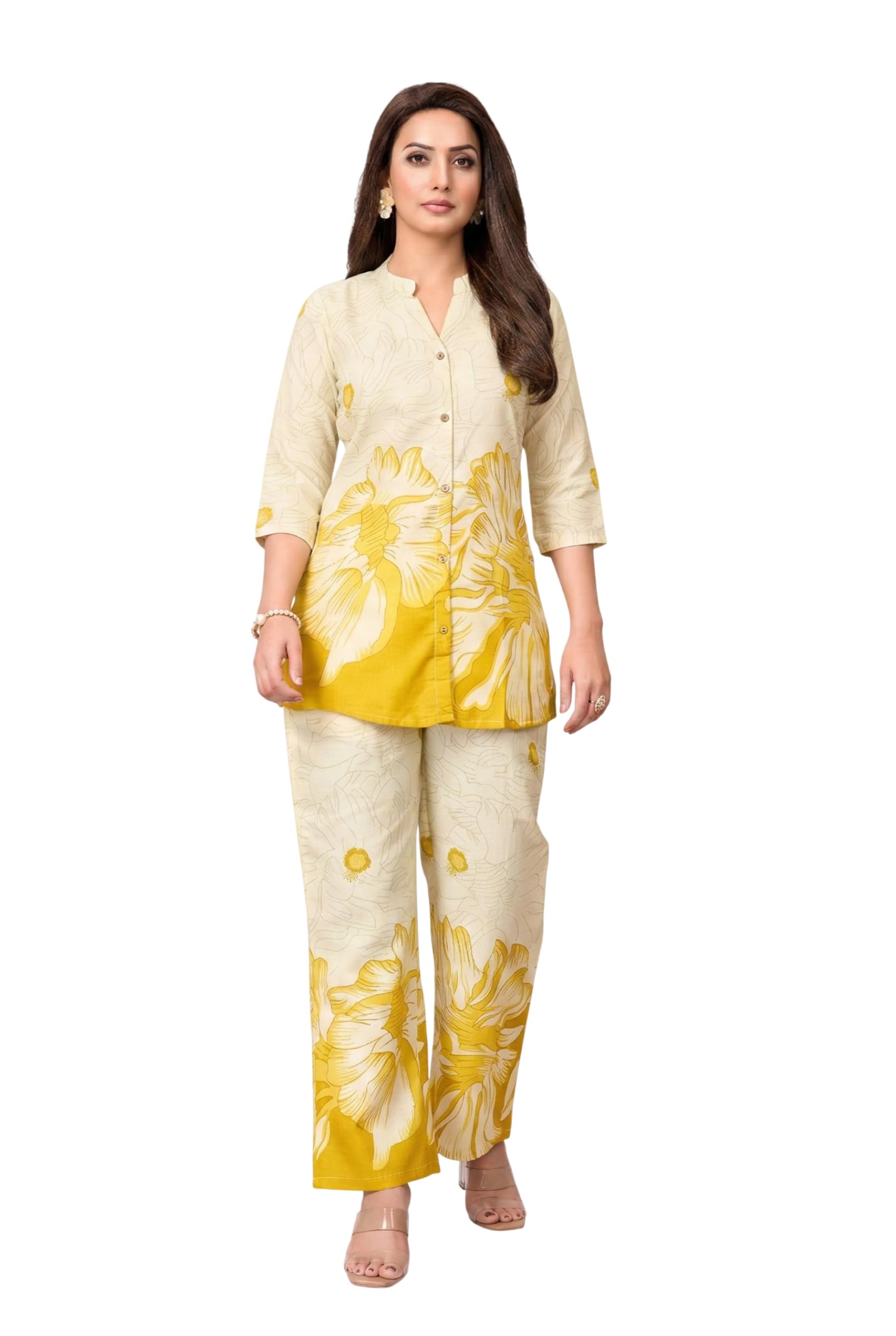 fabzoo Women’s Floral Printed Co-Ord Set | Elegant Kurti Top with Palazzo Pants | Stylish Casual & Office Wear Cord Set-picture-42