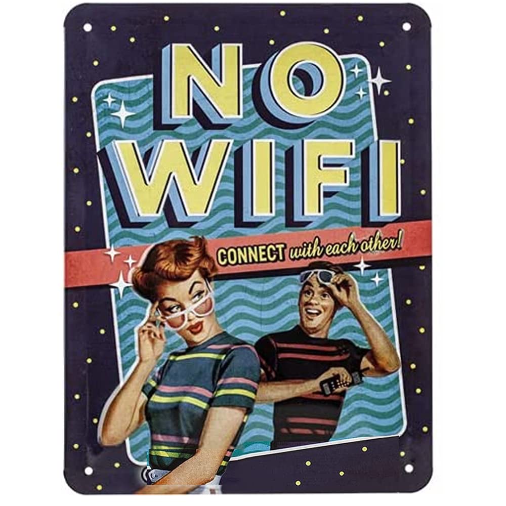 Nostalgic-Art No WiFi – Nostalgia Gift Idea, Metal, Vintage Design, tin Signs Sayings, 15 x 20 cm