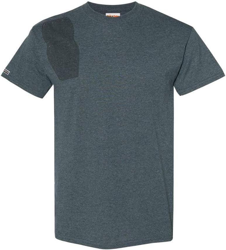 Mens Classic Shooting Shirt + Built-in Lens Cleaning Cloth, Short Sleeve, Charcoal | Recoil Pad Included