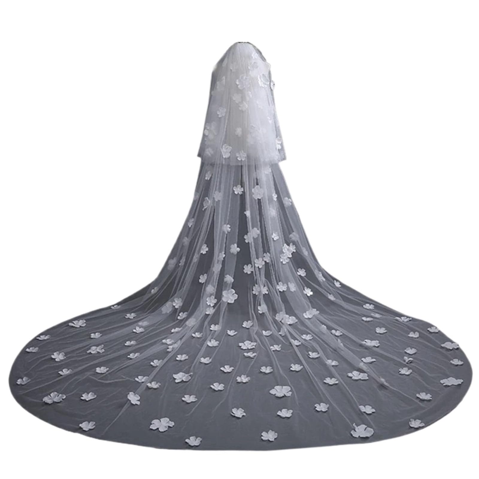Generisch Neu Braut Schleier 2 Schichten 3D Blume Kathedrale Hochzeit Schleier mit Kamm Tocado