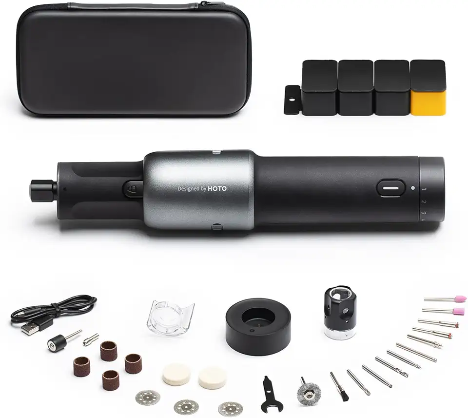 HOTO 4V Cordless Rotary Tool Kit, Powerful Engraving Pen, 25000RPM, 5 Variable Speed, 35 Accessories, LED Light, USB-C Rechargeable, for Sanding, Polishing, Drilling, Carving, Cutting DIY Crafts
